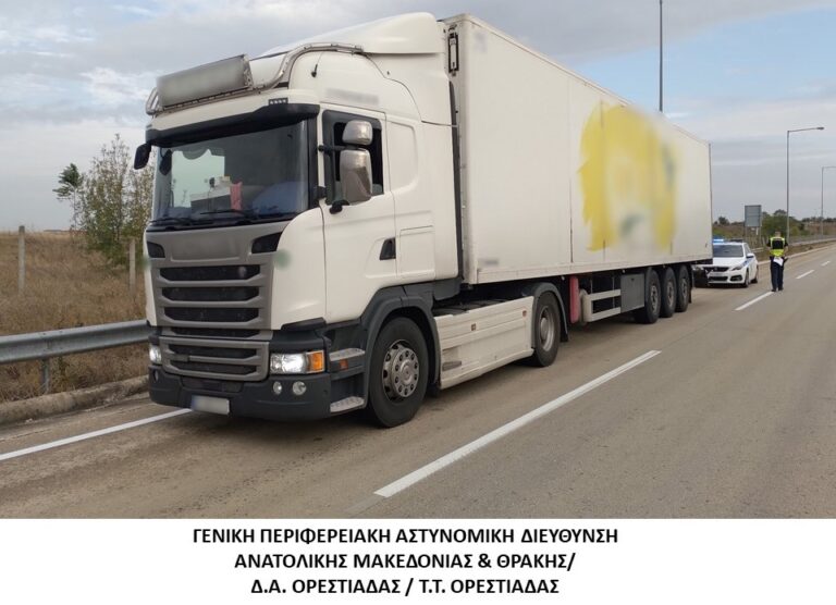 Έλεγχοι του Τμήματος Τροχαίας Ορεστιάδας για ταχογράφους σε φορτηγά